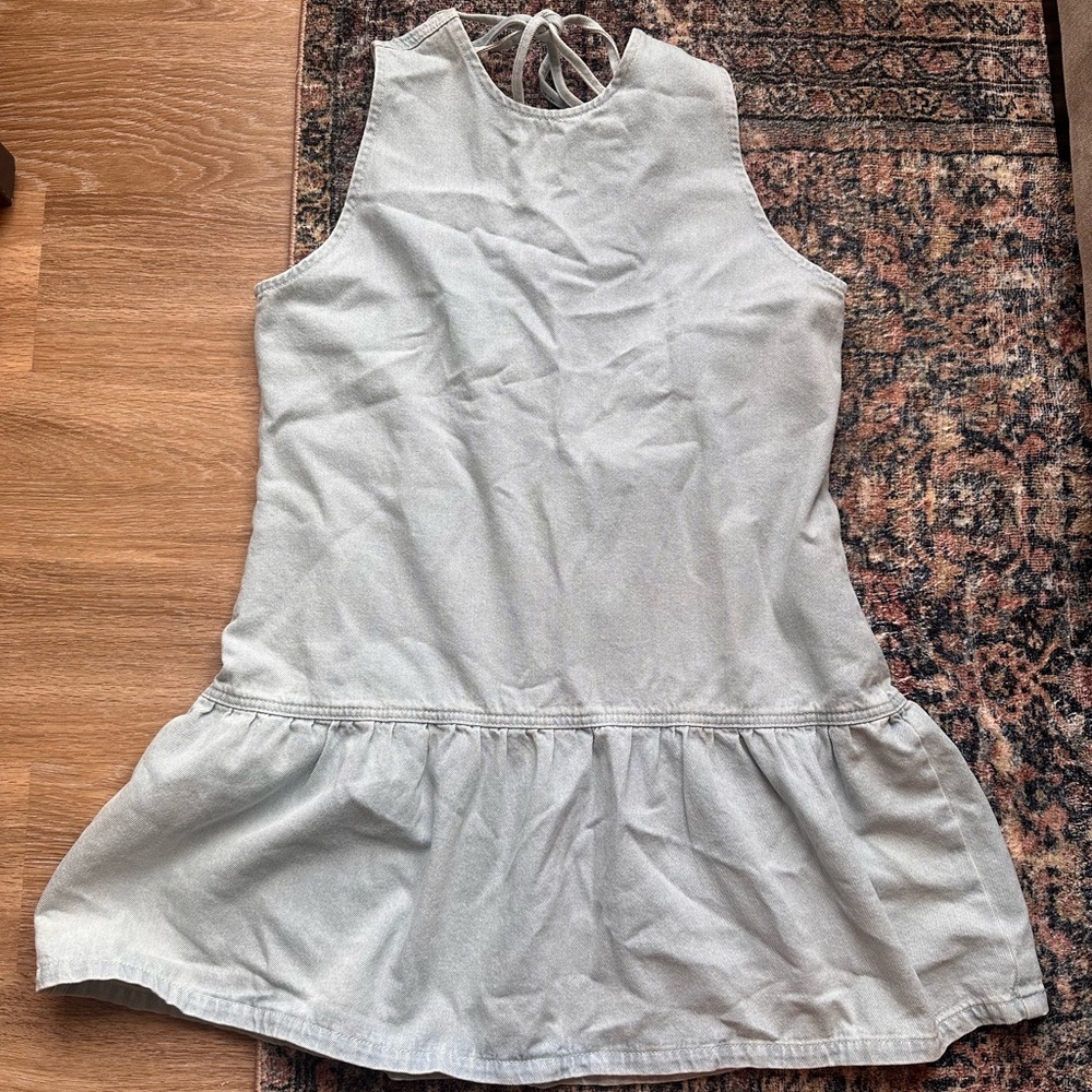 ASOS DESIGN denim drop waist mini dress.